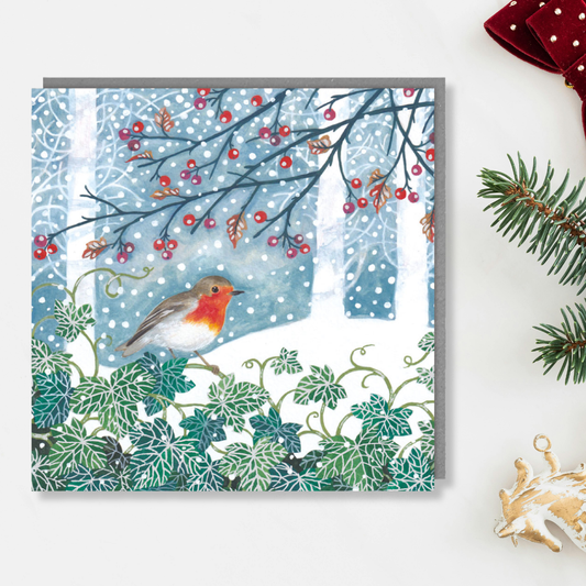 Charity Christmas Cards - 5 x Robins & Berries