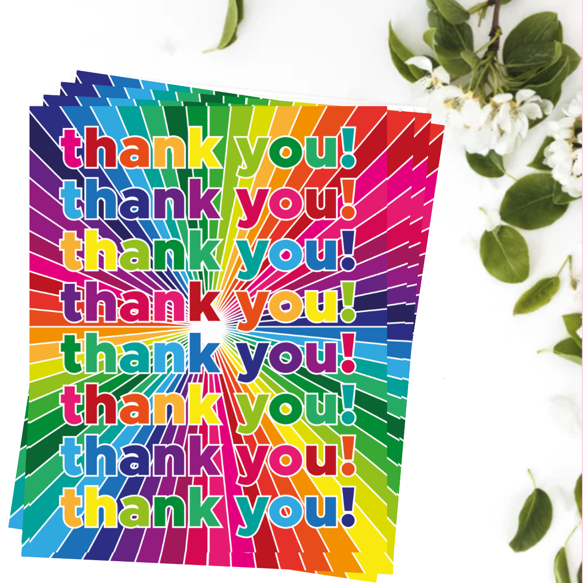 Notelets Thank You - Rainbow Stripes - Pack of 4