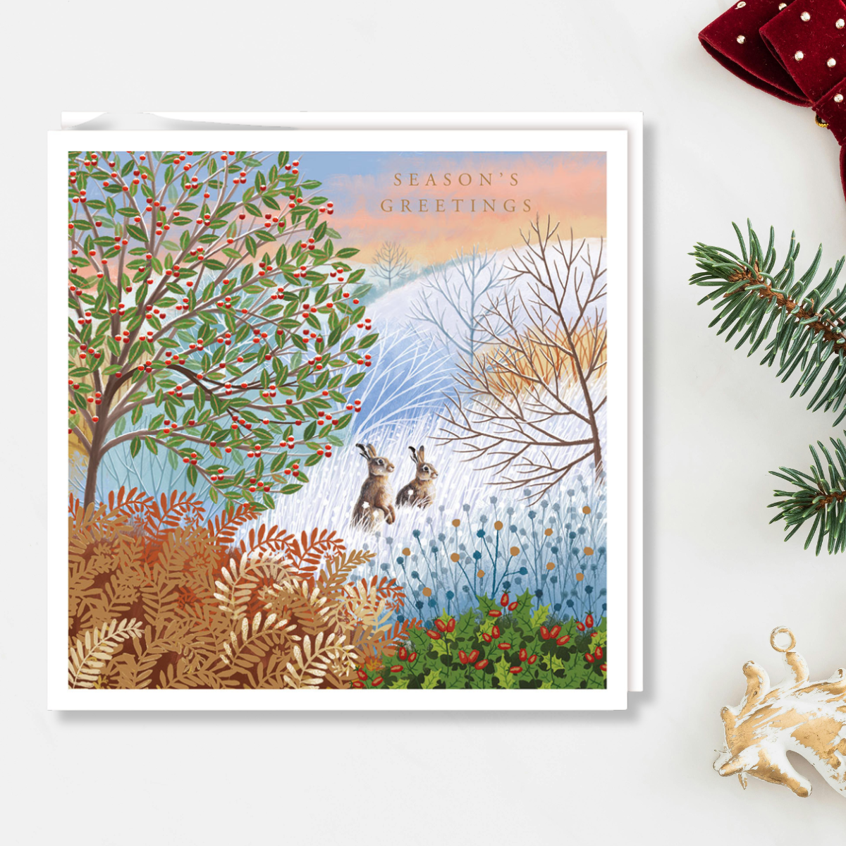 Charity Christmas Cards - 5 x Bunnies & Berries