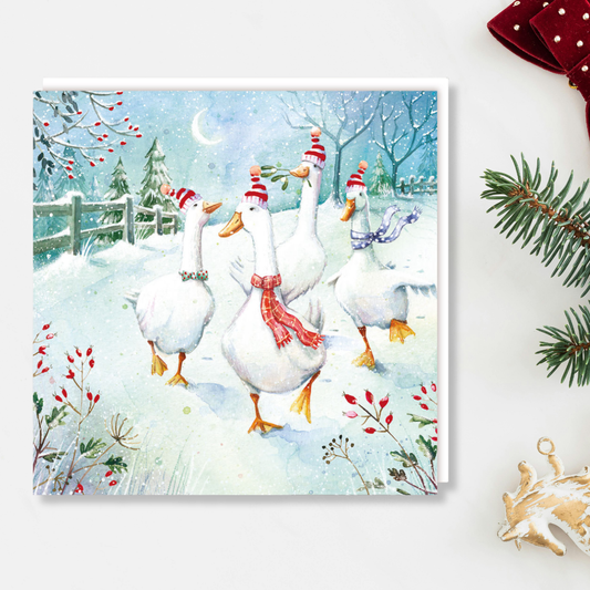 Charity Christmas Cards - 5 x Snowy Geese