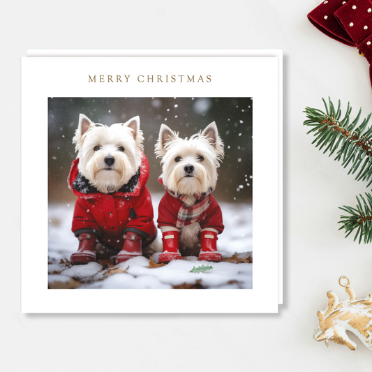 Charity Christmas Cards - 5 x Westie Warmers