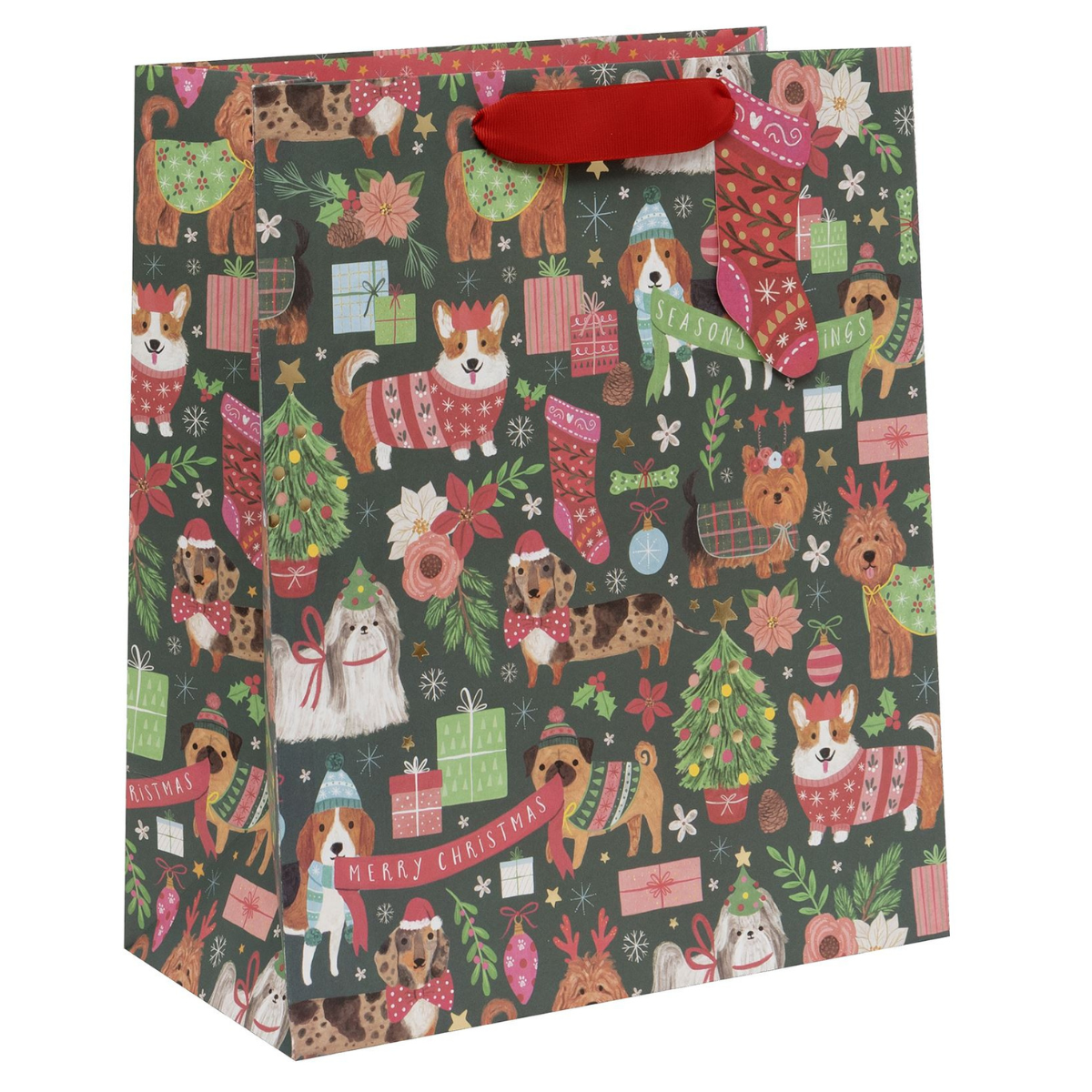 Christmas Gift Bag Large - Santa Paws