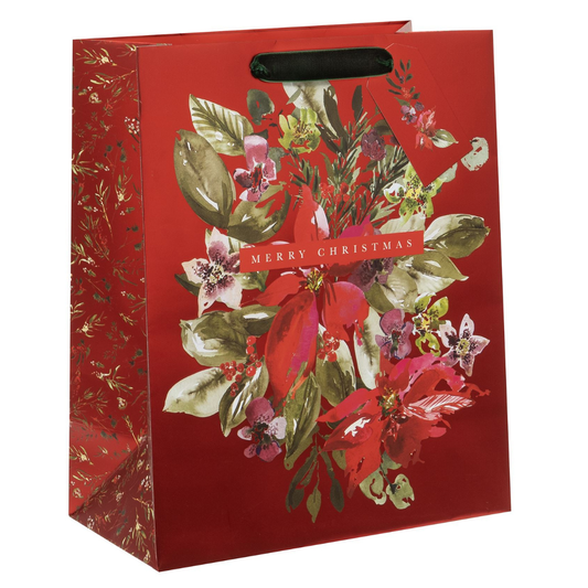 Christmas Gift Bag Large - Plush Poinsettia
