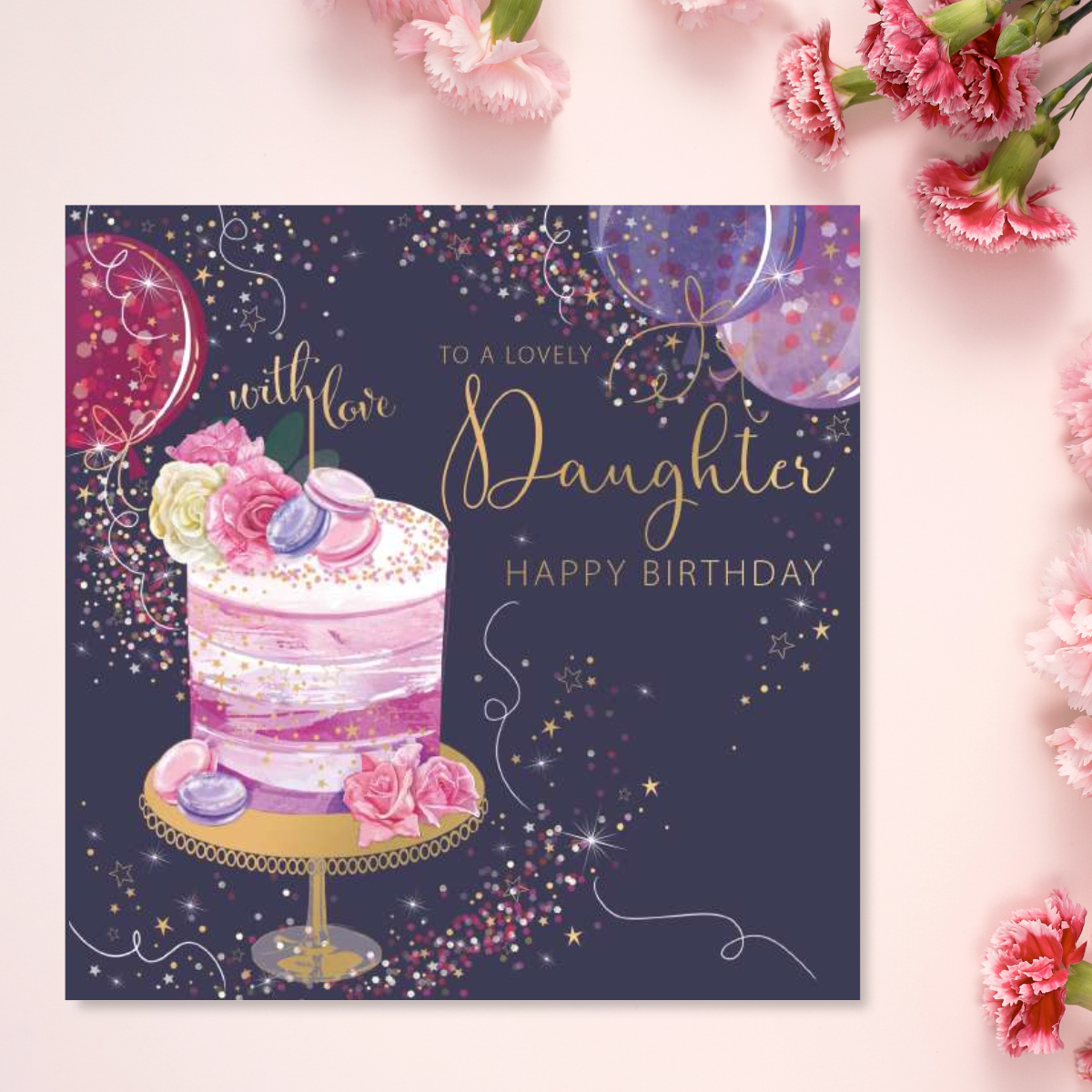 Daughter Birthday Card - Floral Birthday Cake