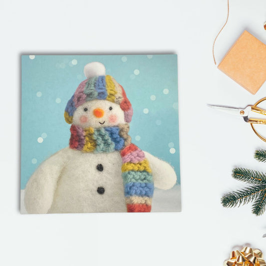 Open Christmas Card - Woolly Snowman