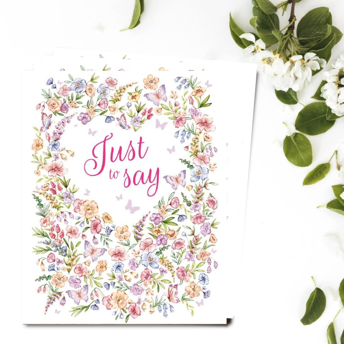 Notelets Just To Say - Floral Heart - Pack Of 4