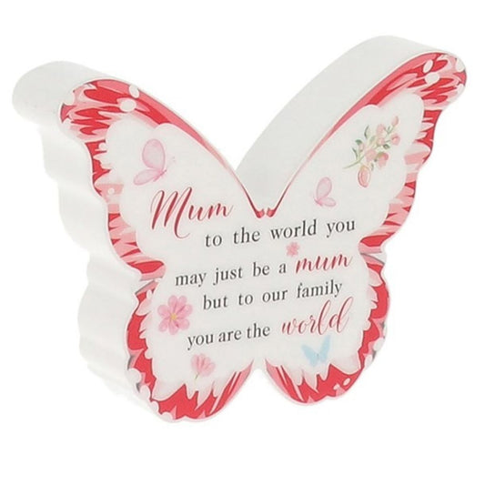 Butterfly Kisses 3D Heart Plaque - Mum