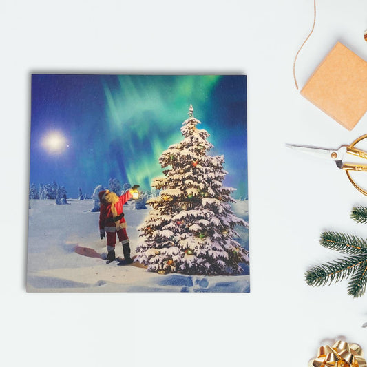 Open Photographic Christmas Card - Santa & Tree