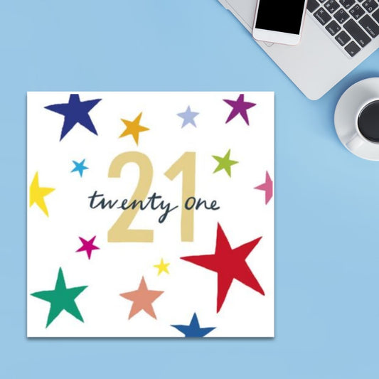 21st Birthday Card - Party Poppers