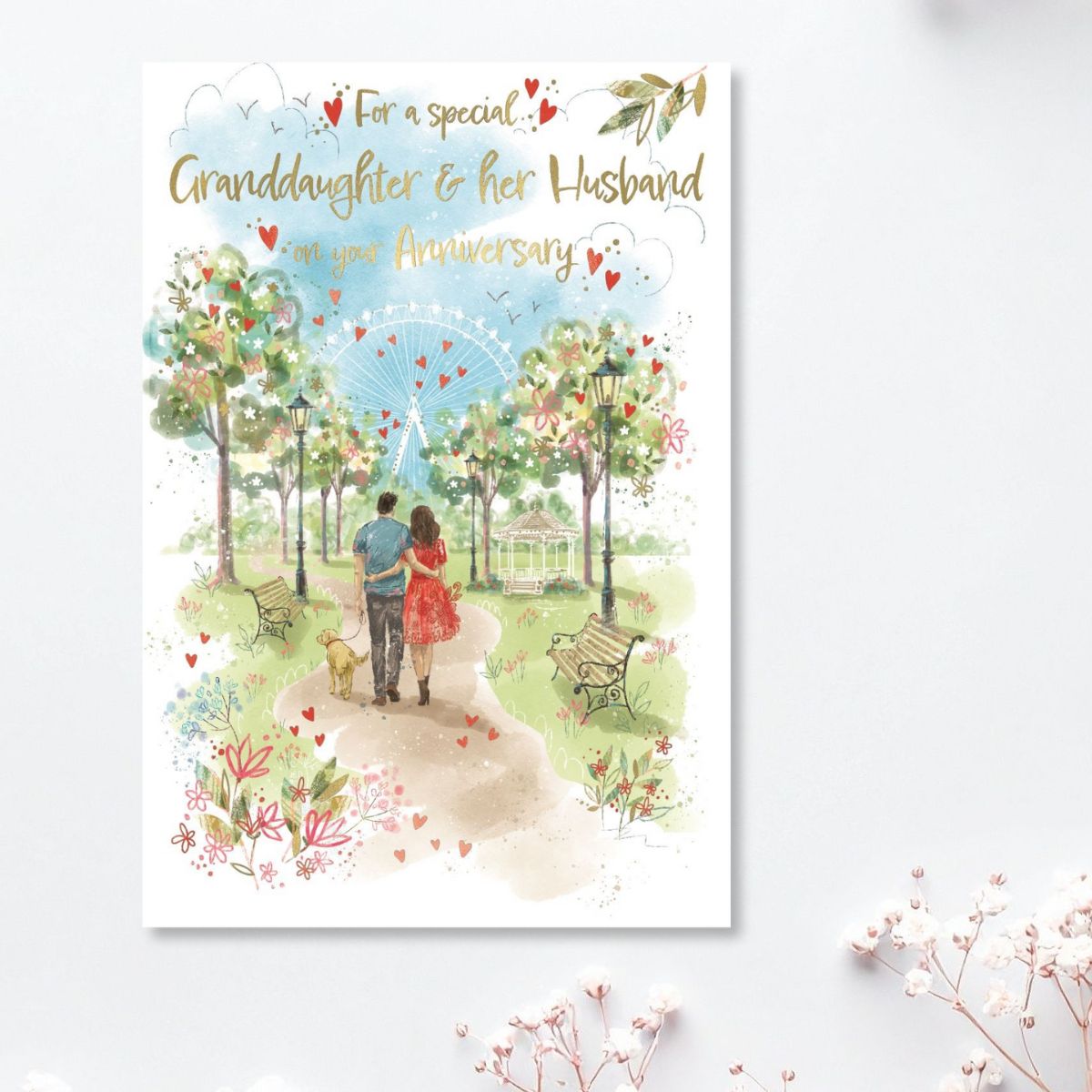 Granddaughter & Husband Wedding Anniversary Card - Awash With Colour