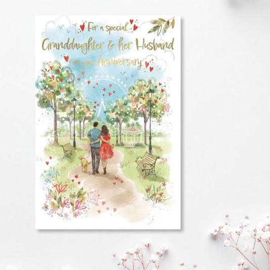 Granddaughter & Husband Wedding Anniversary Card - Awash With Colour