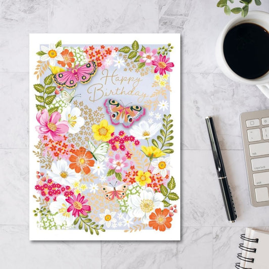 Decoupage Birthday Card - Butterfly Floral
