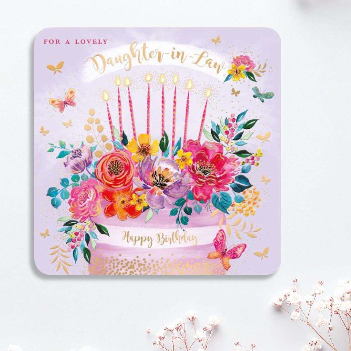 Daughter-In-Law Birthday Card - Floral Cake