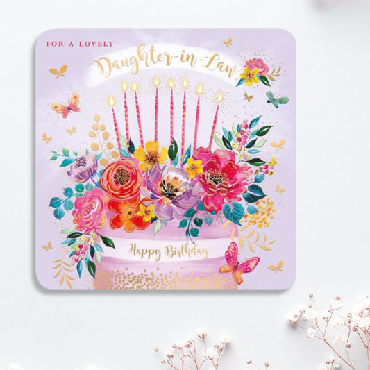 Daughter-In-Law Birthday Card - Floral Cake