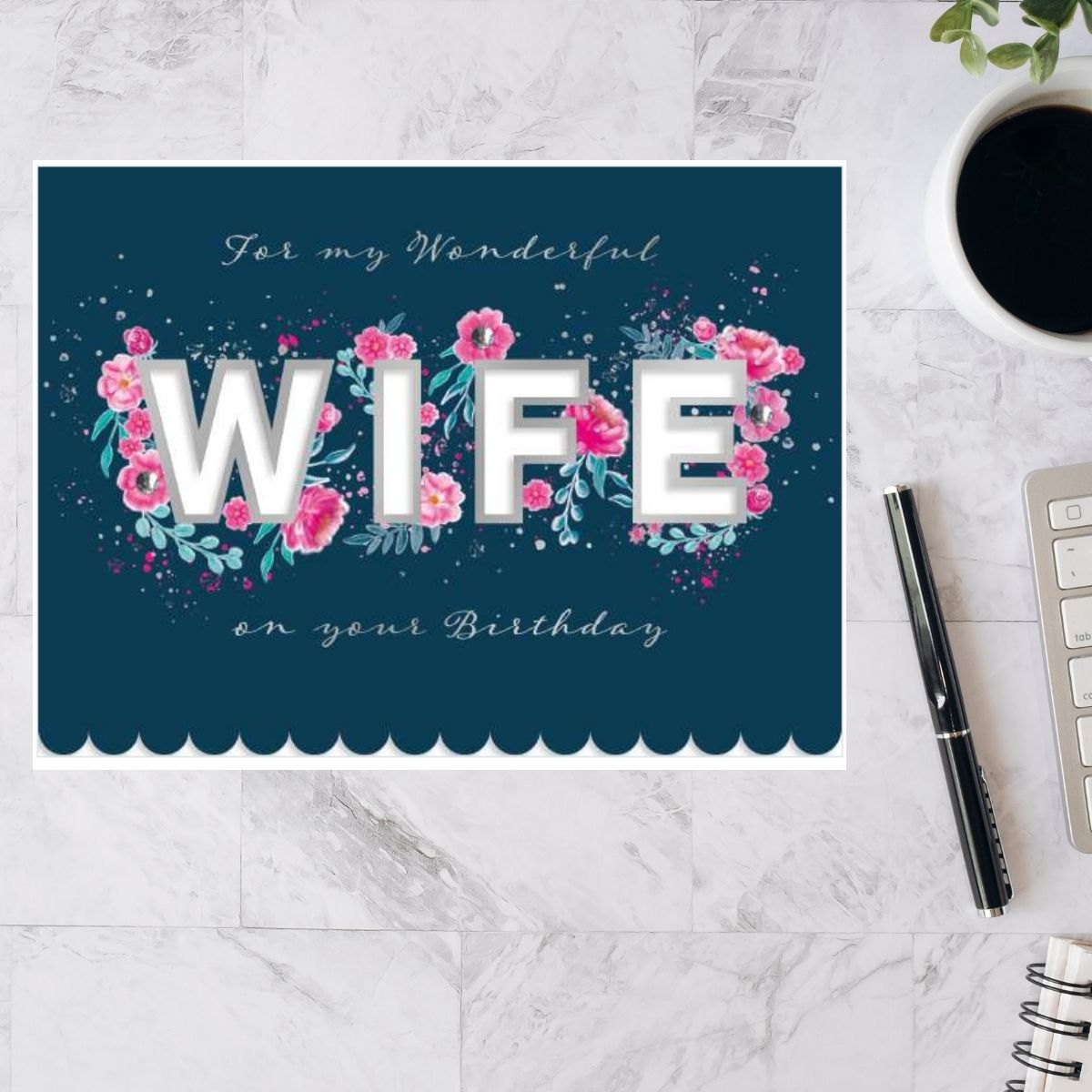 Wife Birthday Card - Die Cut Text