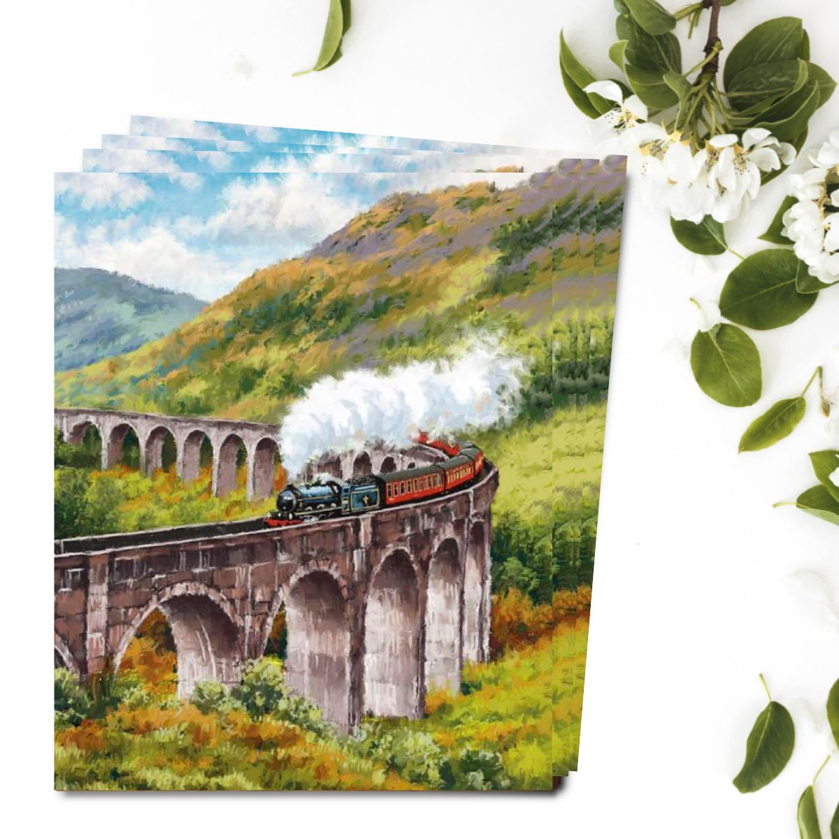 Notelets Blank - Steam Train - Pack of 4