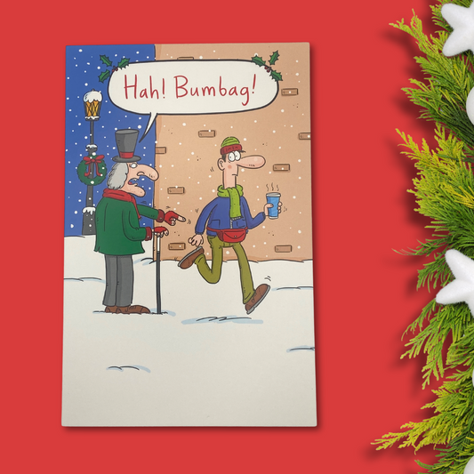 Funny Christmas Card - Giggles Hah Bumbag!