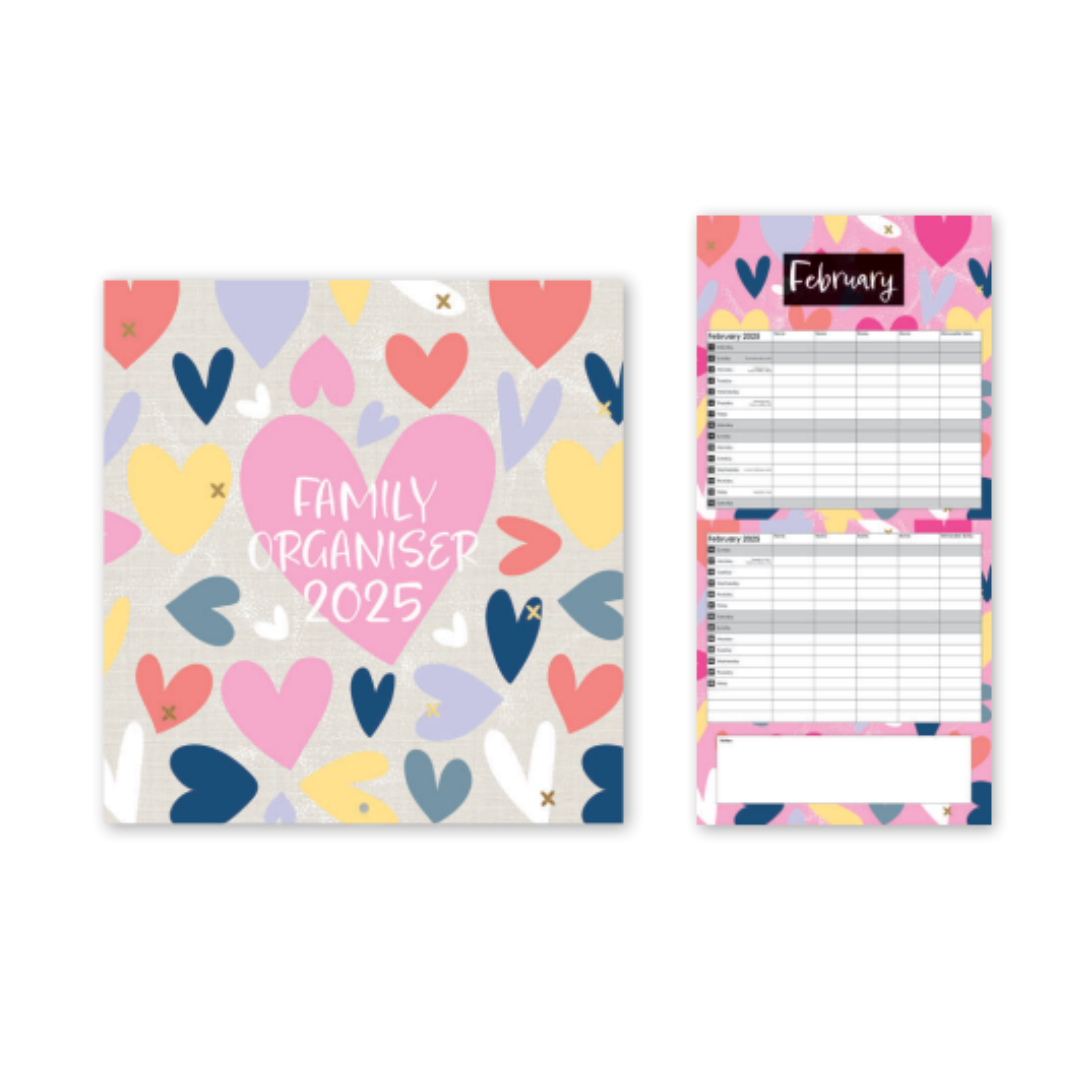 Family Organiser 2025 - Colourful Hearts