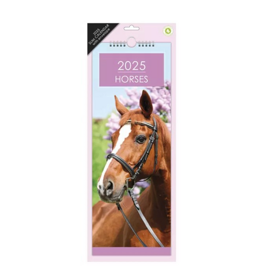 Horses - Slim Calendar 2025 With Envelope