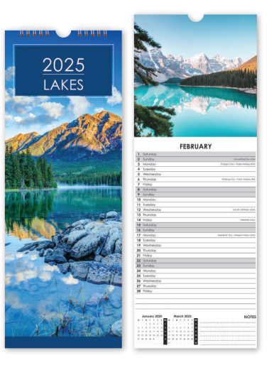 Lakes - Slim Calendar 2025 With Envelope