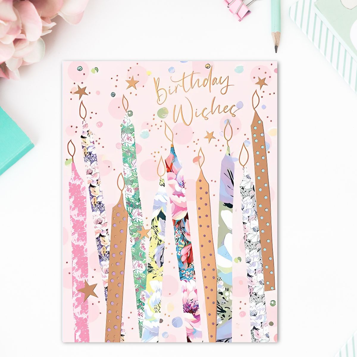 Elderflower Birthday Card - Floral Birthday Candles