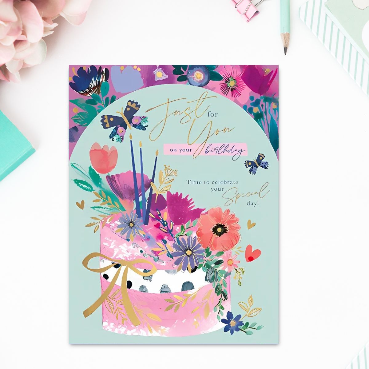 Meadowsweet Birthday Card - Floral Cake