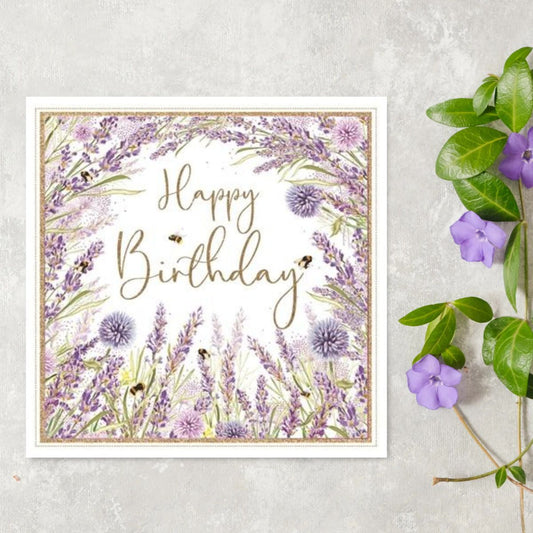 Pizazz Birthday Card - Lavender & Bees