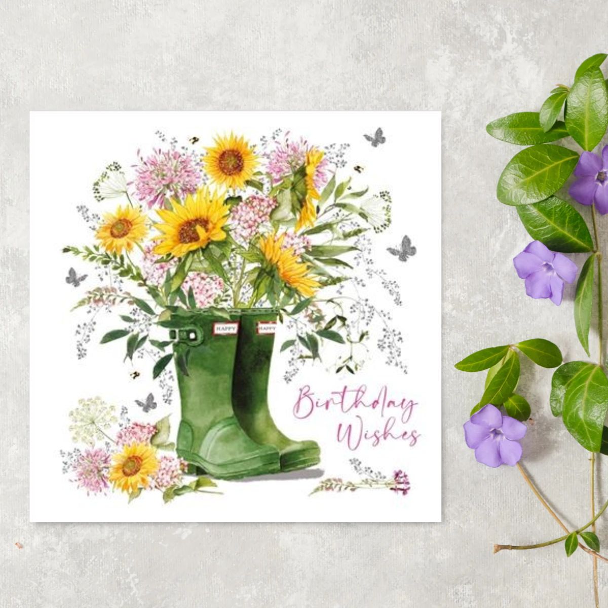 Pizazz Birthday Card - Floral Wellies