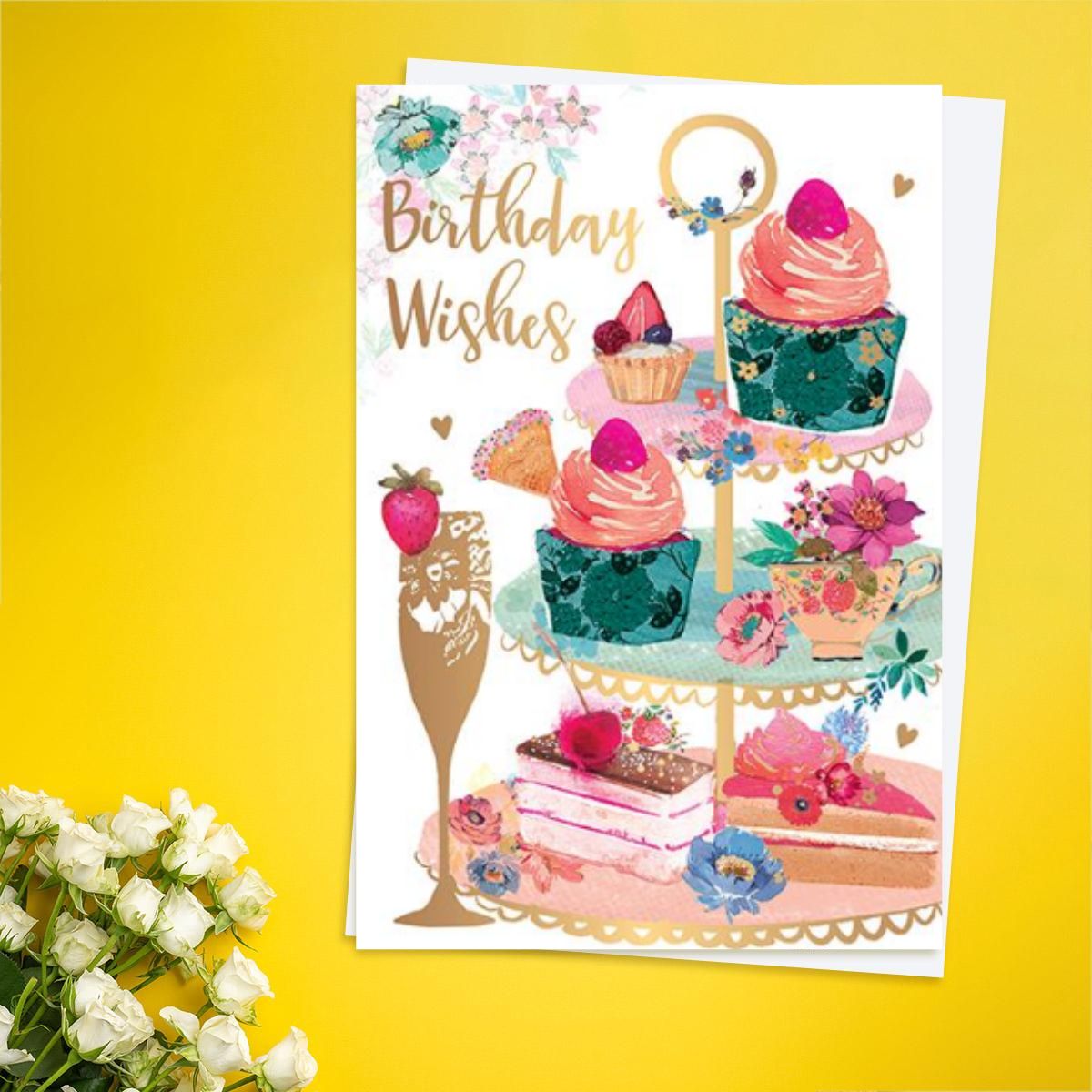 Floral Birthday Card - Moments In Time Cupcakes