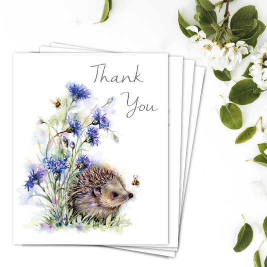 Notelets Thank You - Hedgehog & Flowers