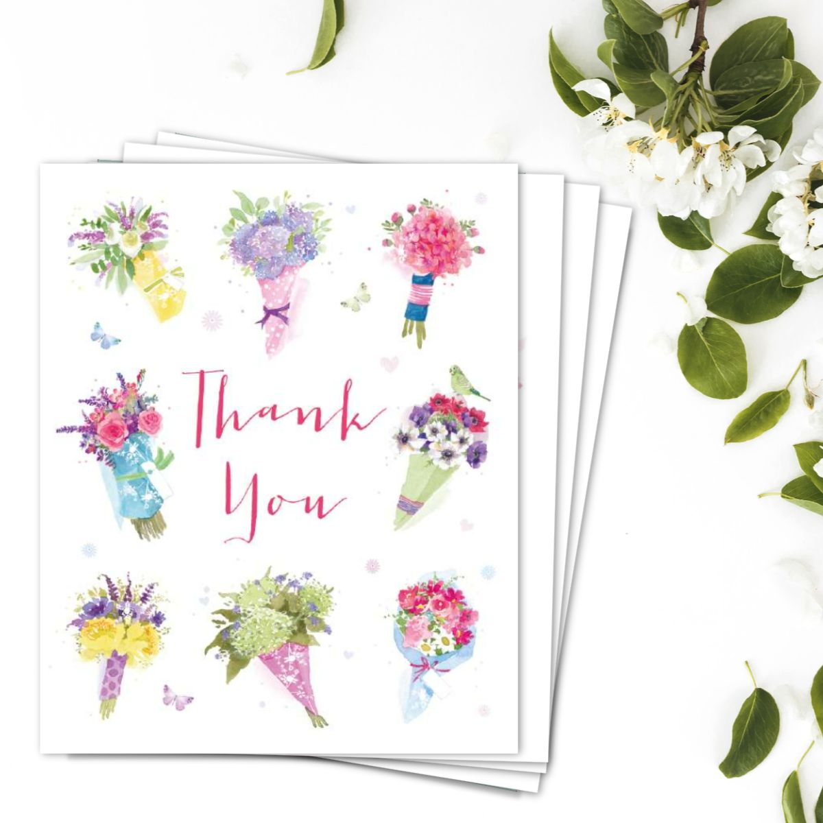 Notelets Thank You - Bunches Of Flowers - Pack of 4