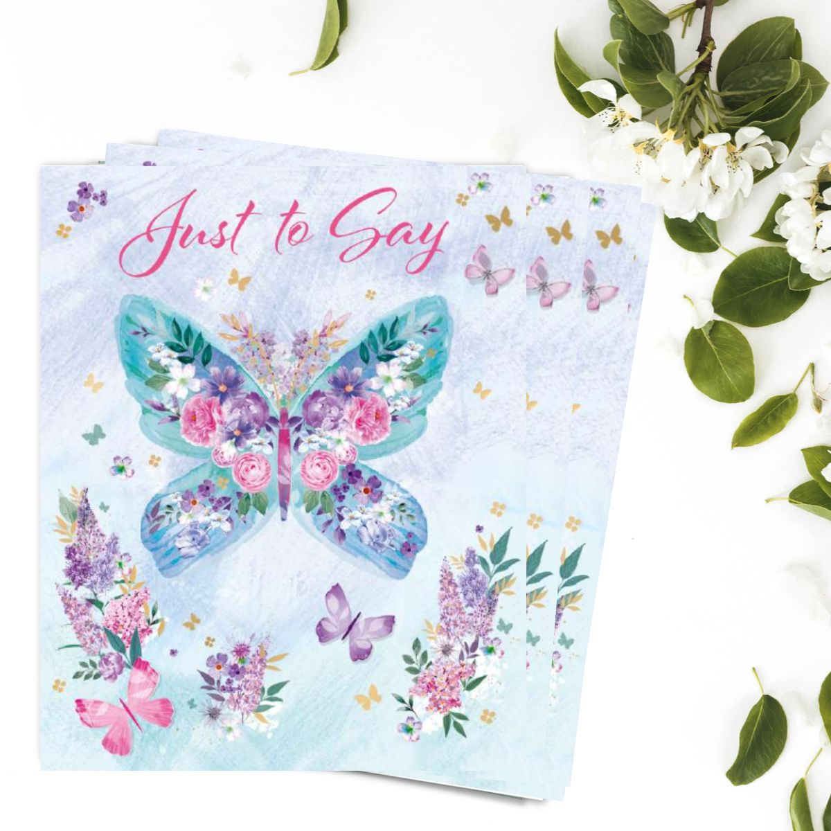 Notelets Just To Say - Floral Butterfly - Pack of 4