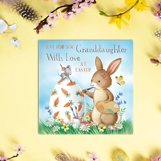 Granddaughter Easter Card - Bunny, Mouse & Egg