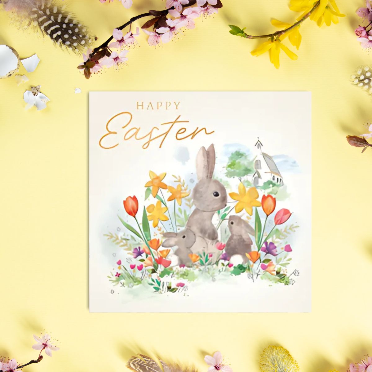 Open Easter Card - Happy Easter Bunnies