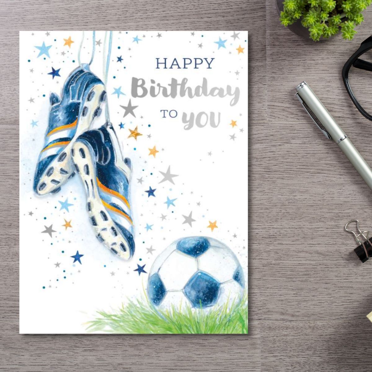 Decoupage Birthday Card - Football & Boots