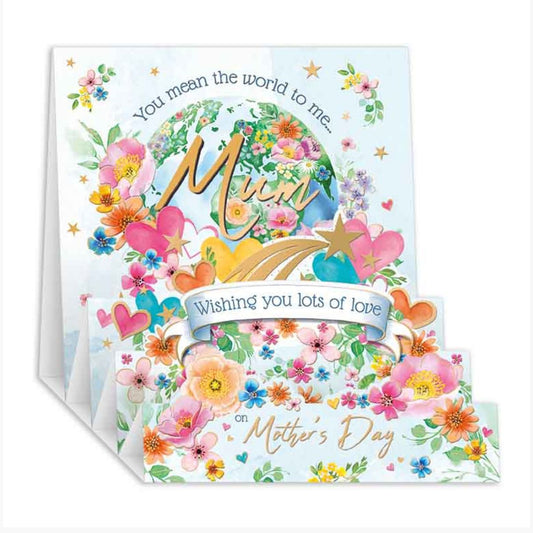 Mum Mother's Day Card - Zig Zag Aqua Flowers