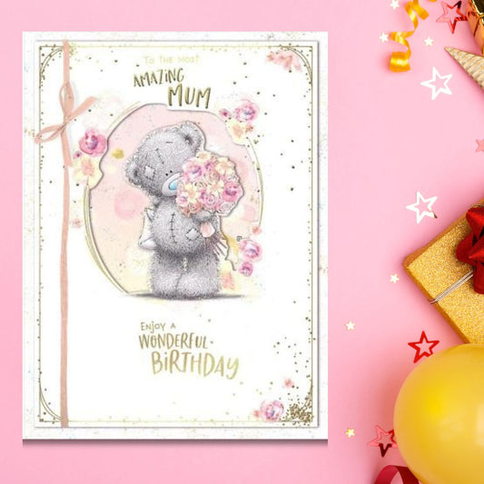 Mum Boxed Birthday Card - Me To You Bear Holding Flowers