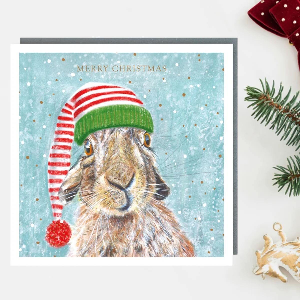 10 x Christmas Cards In Box - Christmas Hare