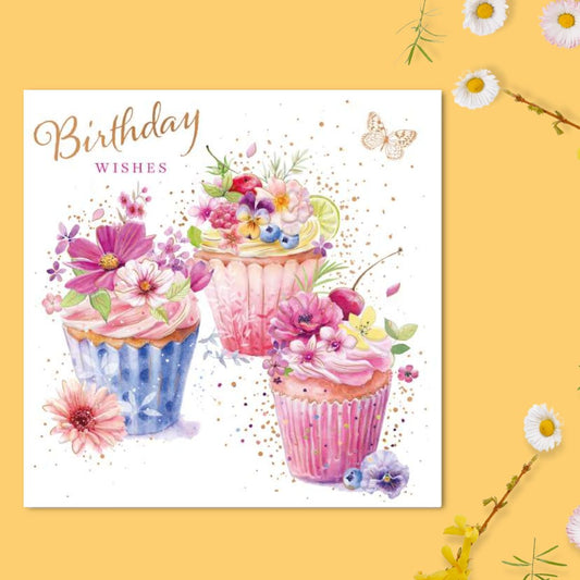 Blush Birthday Card - Cupcakes