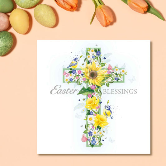 Easter Cards - Blessings Floral Crucifix Pack Of 4 Cards