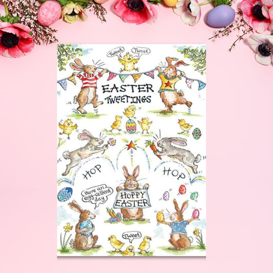 Easter Cards - Hoppy Easter Illustrations Pack Of 4 Cards