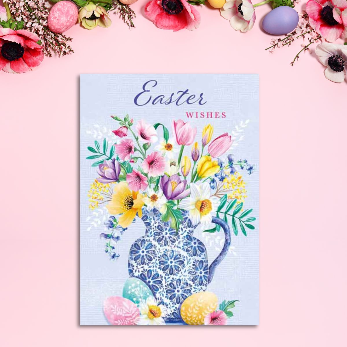 Easter Cards - Easter Wishes Floral Jug Pack Of 4 Cards