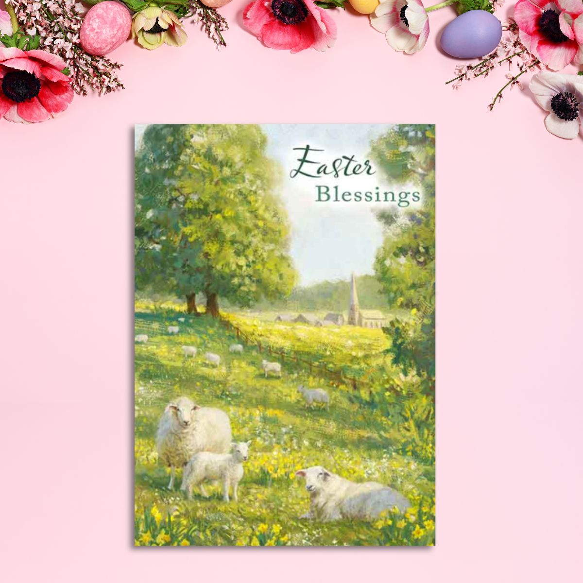 Easter Cards - Lambs In Meadow Pack Of 4 Cards