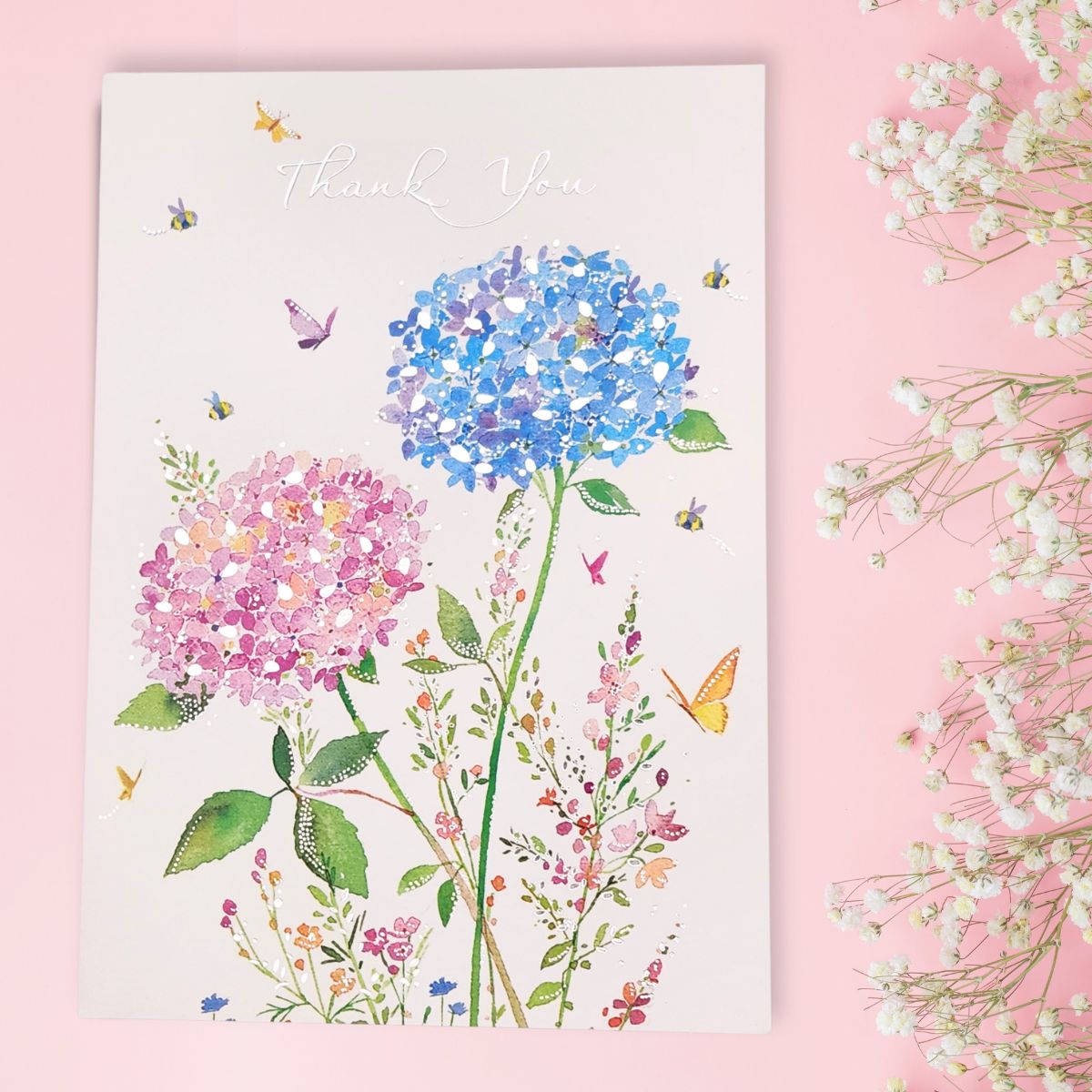 Thank You Card - Hydrangeas & Butterflies