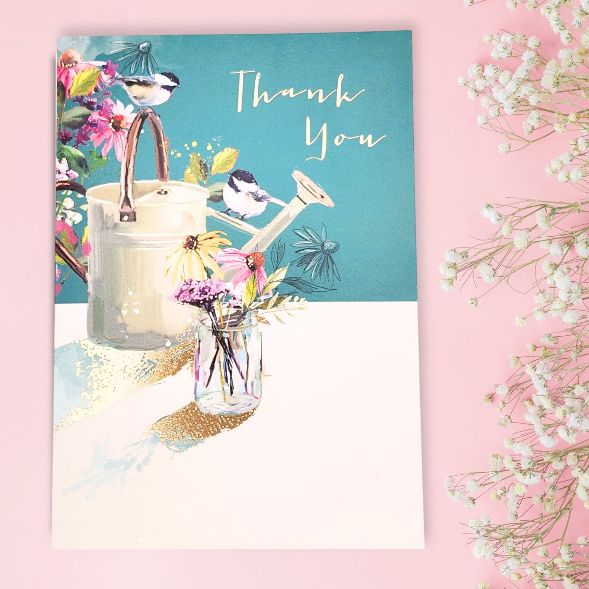 Thank You Card - Blue Tits & Watering Can