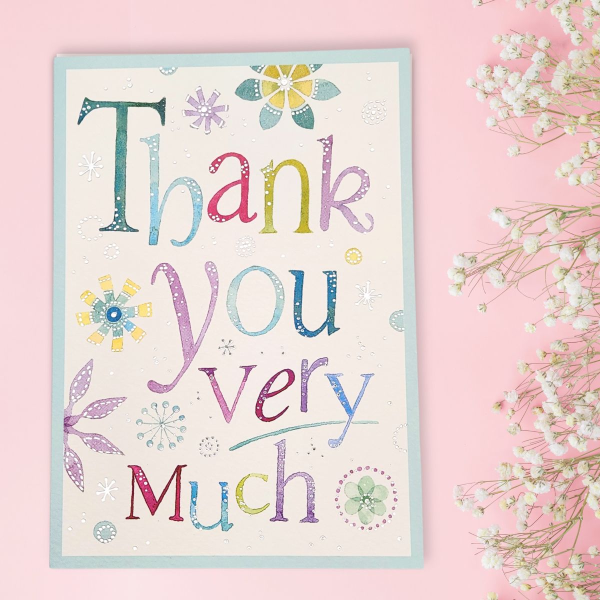 Thank You Card - Floral Text
