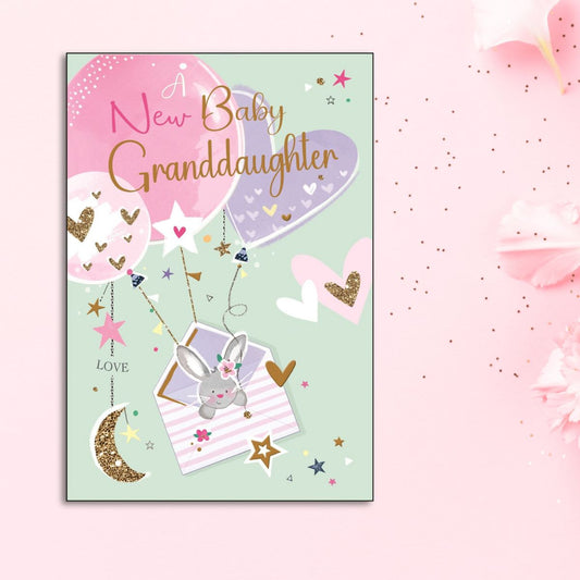 Birth Of Granddaughter Card - Signature Bunny & Envelope