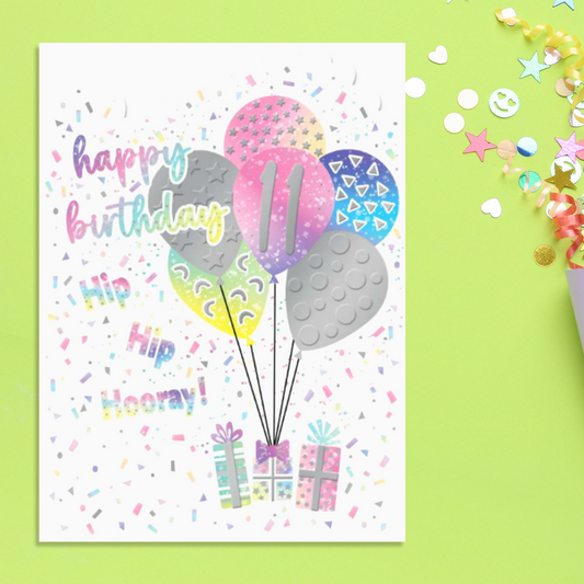 11th Birthday Card - All The Rage Juniors Balloons