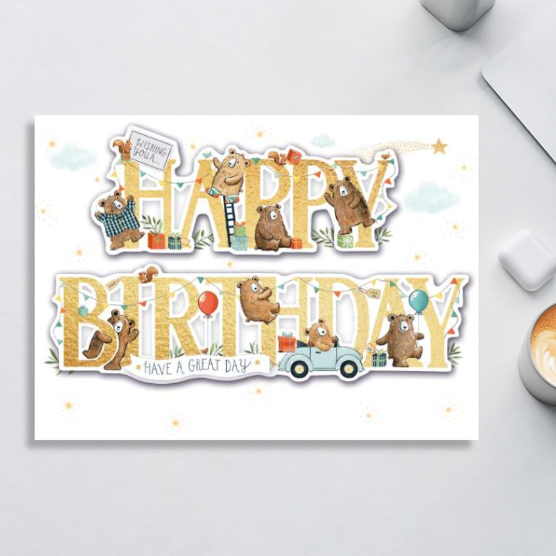 Decoupage Birthday Card - Birthday Bears