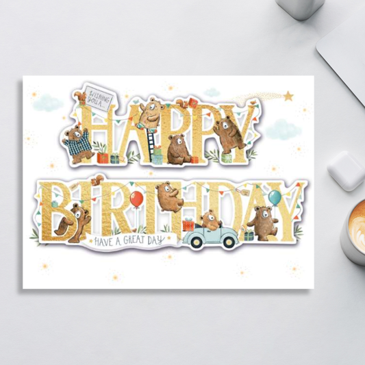 Decoupage Birthday Card - Birthday Bears